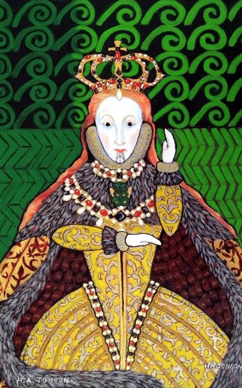 ' Coronation Pukana He Wero ' - acrylic on canvas - Heather Jonson 2024(2)